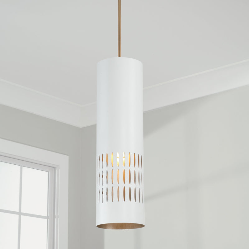 Capital Lighting 350211AW Dash One Light Pendant, Aged Brass and White Alternate Image.jpg