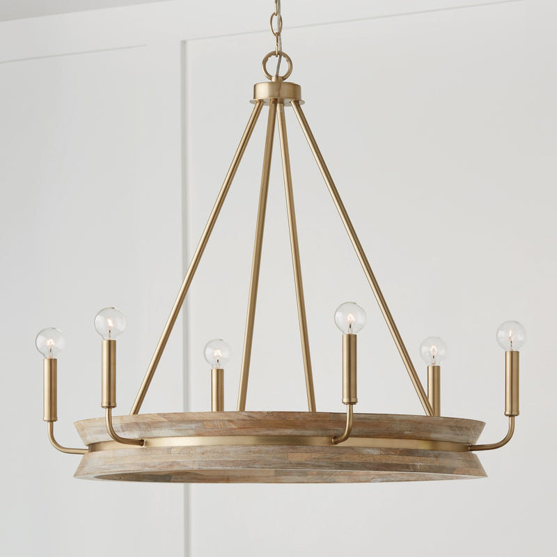 Capital Lighting 447361WS Finn Six Light Chandelier, White Wash and Matte Brass Alternate Image 2.jpg