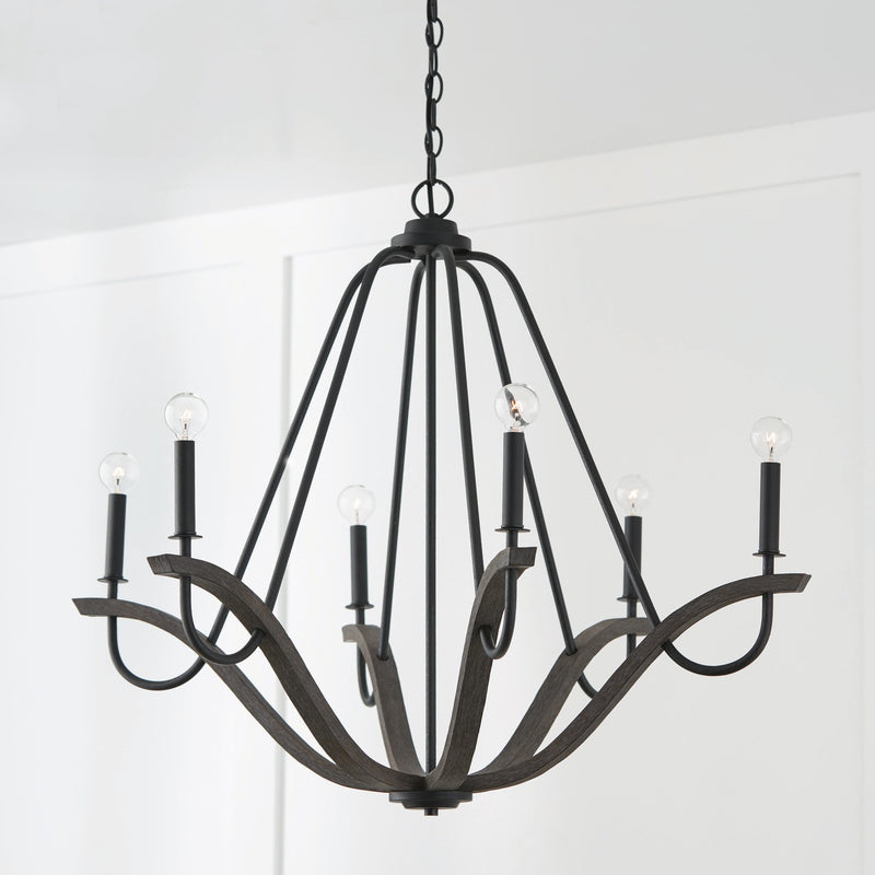 Capital Lighting 447661CK Clive Six Light Chandelier, Carbon Grey and Black Iron Alternate Image 2.jpg