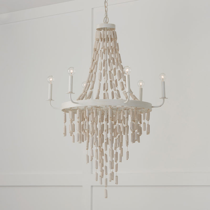 Capital Lighting 447761OW Carissa Six Light Chandelier, Organic White Alternate Image 2.jpg