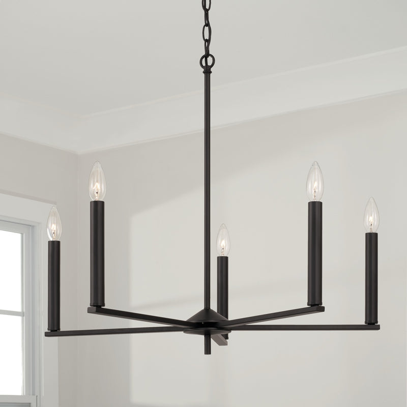 Capital Lighting 448651MB Portman Five Light Chandelier, Matte Black Alternate Image 2.jpg