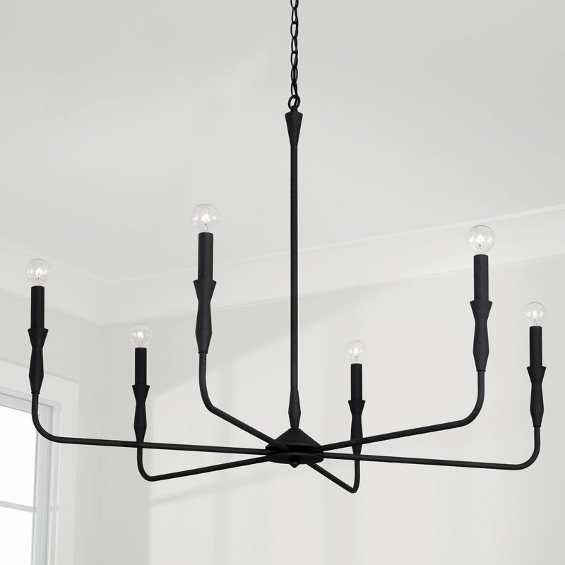 Capital Lighting 450362XK Paloma Six Light Chandelier, Textured Black Alternate Image 2.jpg