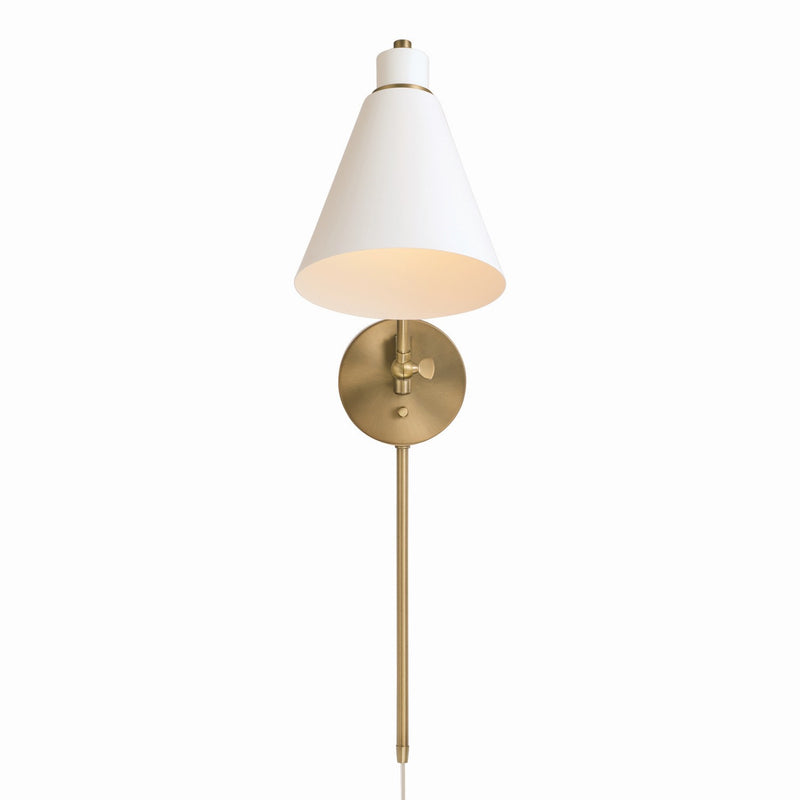 Capital Lighting 650111AW Bradley One Light Wall Sconce, Aged Brass and White Alternate Image.jpg