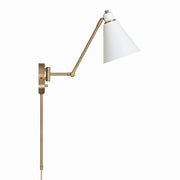 Capital Lighting 650111AW Bradley One Light Wall Sconce, Aged Brass and White Alternate Image 2.jpg