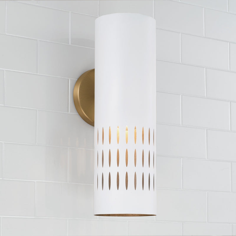 Capital Lighting 650211AW Dash One Light Wall Sconce, Aged Brass and White Alternate Image 3.jpg