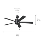 Kichler 330242SBK 52"Ceiling Fan, Satin Black (5)