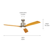 Kichler 300075BSS 60"Ceiling Fan, Brushed Stainless Steel (3)