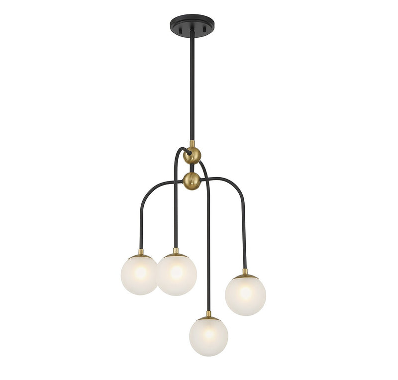 Savoy House 1-6697-4-143 Four Light Chandelier, Matte Black w/Warm Brass (3)