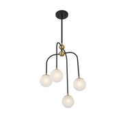 Savoy House 1-6697-4-143 Four Light Chandelier, Matte Black w/Warm Brass (4)