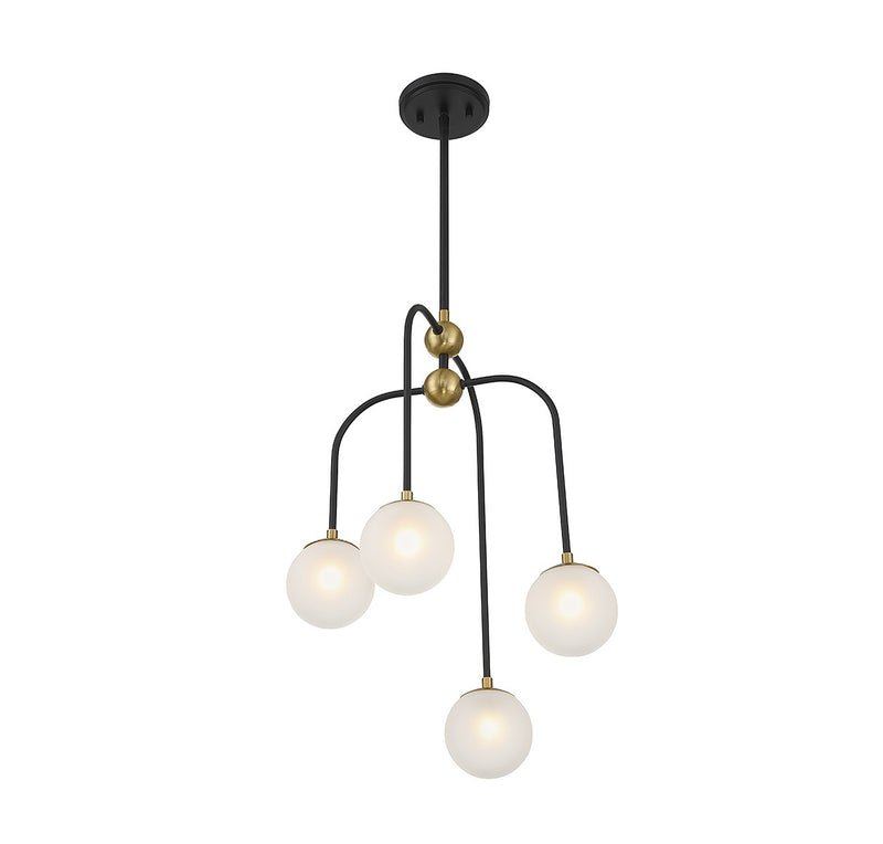 Savoy House 1-6697-4-143 Four Light Chandelier, Matte Black w/Warm Brass (4)