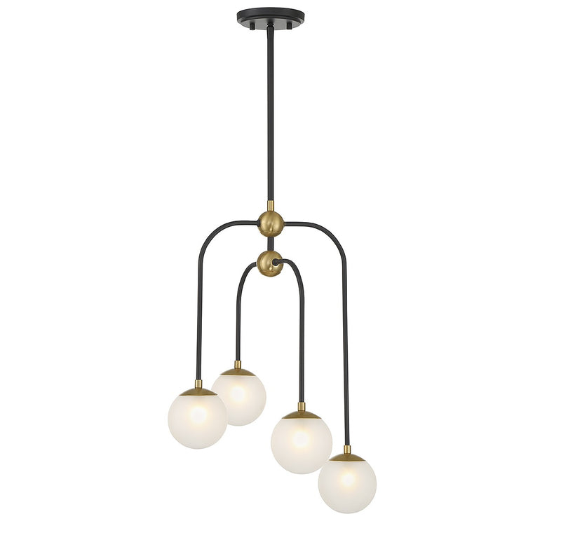 Savoy House 1-6697-4-143 Four Light Chandelier, Matte Black w/Warm Brass (5)