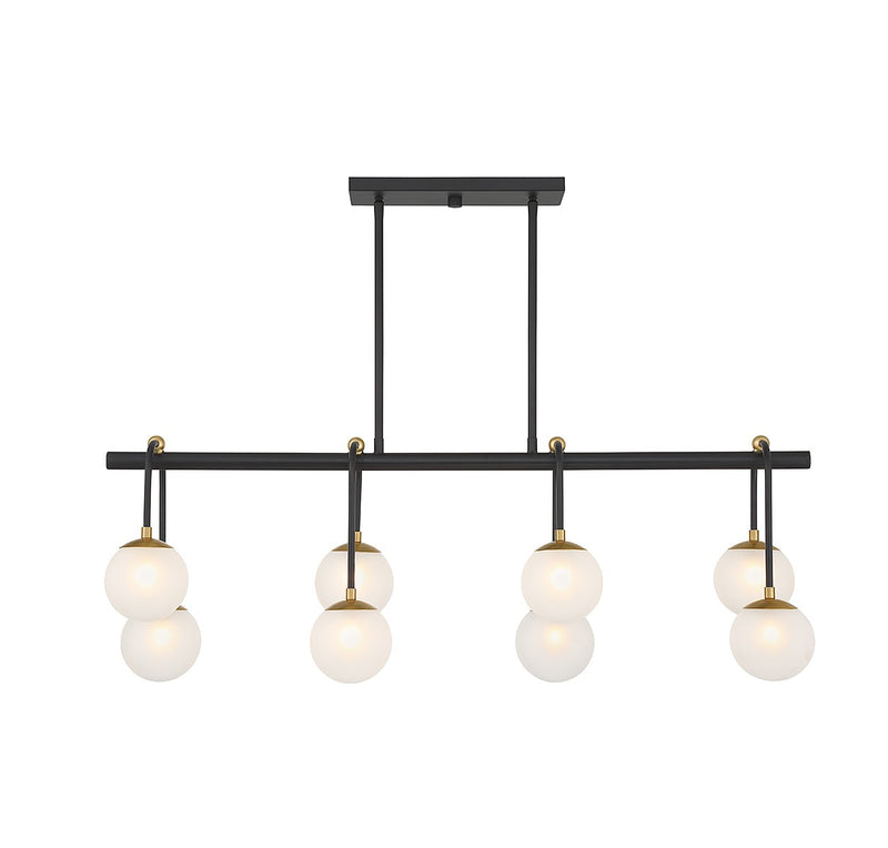 Savoy House 1-6699-8-143 Eight Light Linear Chandelier, Matte Black w/Warm Brass (3)