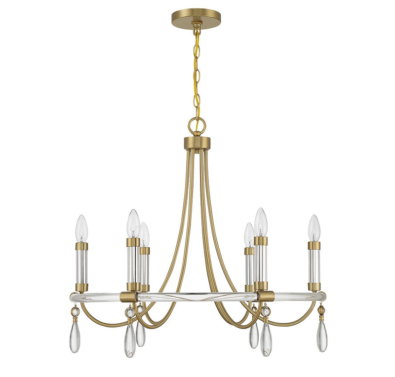 Savoy House 1-7716-6-195 Six Light Chandelier, Warm Brass/Chrome (2)