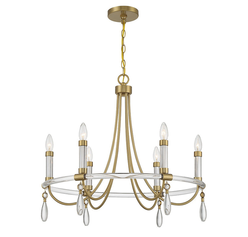Savoy House 1-7716-6-195 Six Light Chandelier, Warm Brass/Chrome (3)