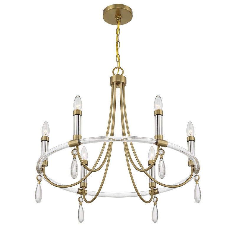 Savoy House 1-7716-6-195 Six Light Chandelier, Warm Brass/Chrome (4)