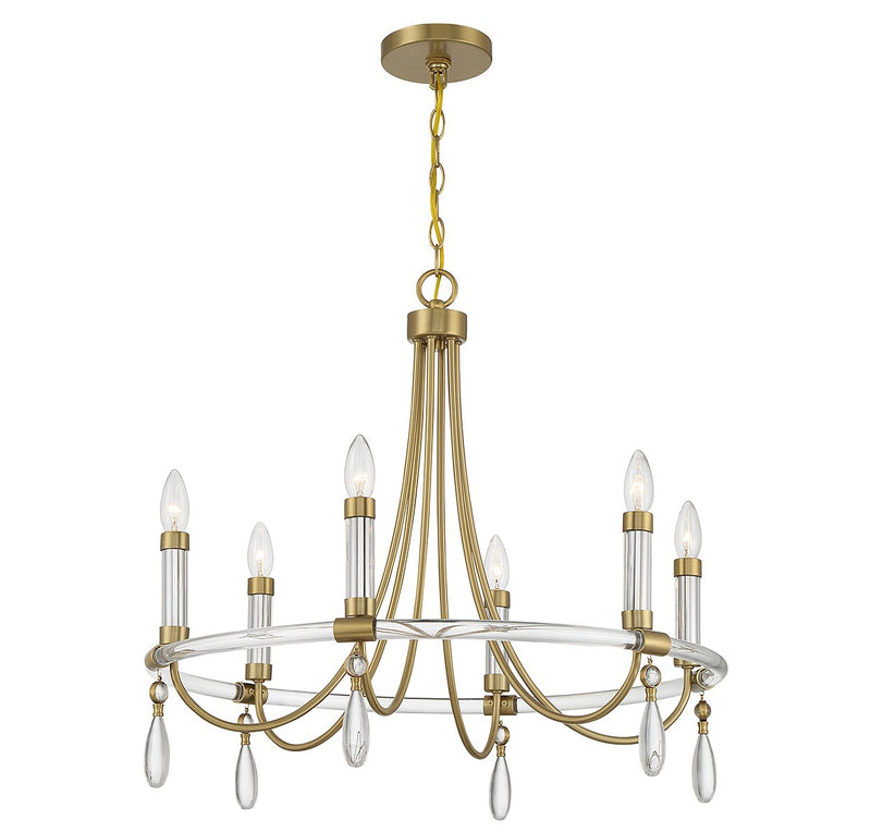 Savoy House 1-7716-6-195 Six Light Chandelier, Warm Brass/Chrome (5)