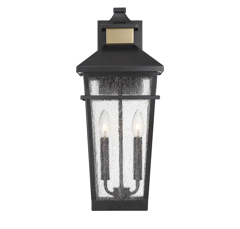 Savoy House 5-714-143 Two Light Outdoor Wall Lantern, Matte Black w/Warm Brass (3)