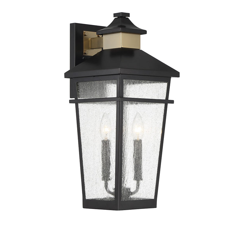 Savoy House 5-714-143 Two Light Outdoor Wall Lantern, Matte Black w/Warm Brass (4)