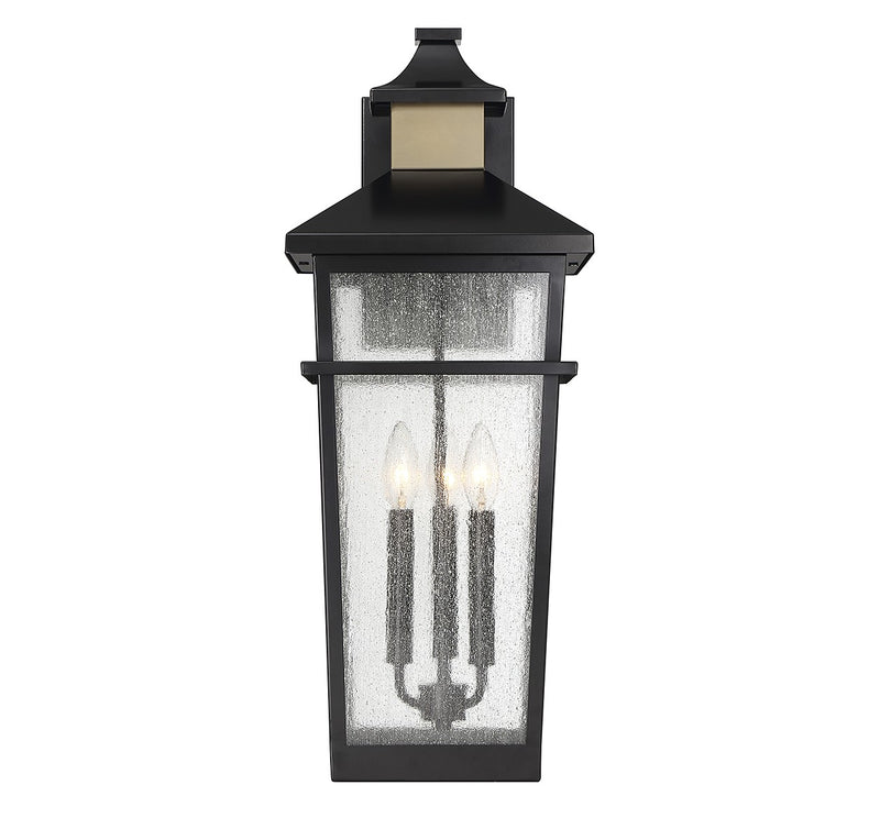 Savoy House 5-715-143 Three Light Outdoor Wall Lantern, Matte Black w/Warm Brass (3)