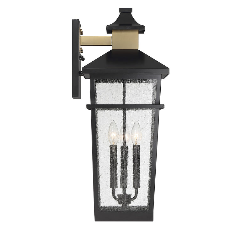 Savoy House 5-715-143 Three Light Outdoor Wall Lantern, Matte Black w/Warm Brass (5)