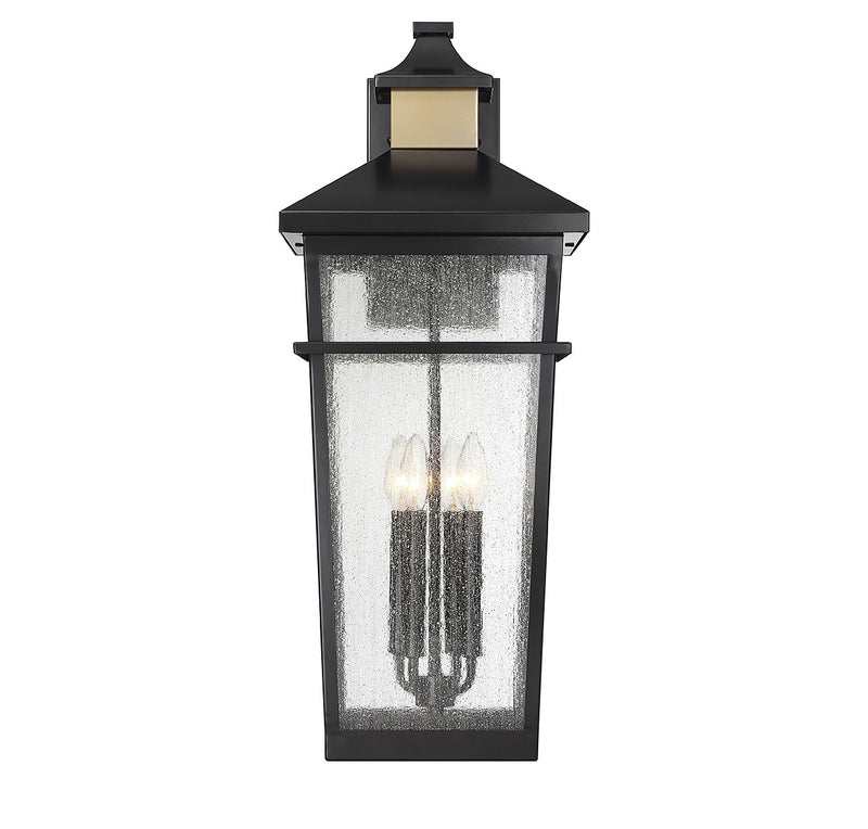 Savoy House 5-716-143 Four Light Outdoor Wall Lantern, Matte Black w/Warm Brass (3)