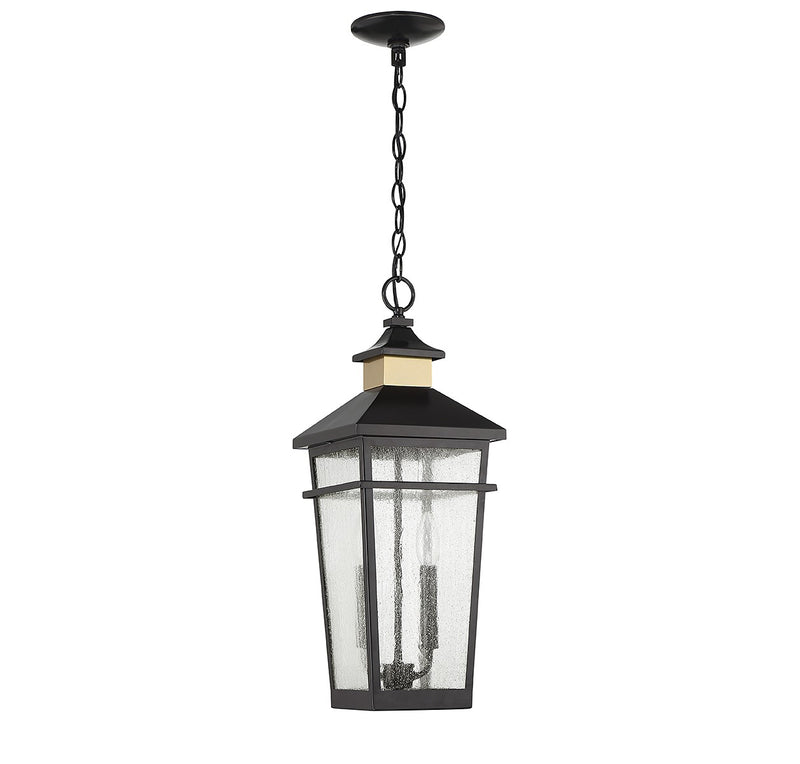 Savoy House 5-717-143 Two Light Outdoor Hanging Lantern, Matte Black w/Warm Brass (2)