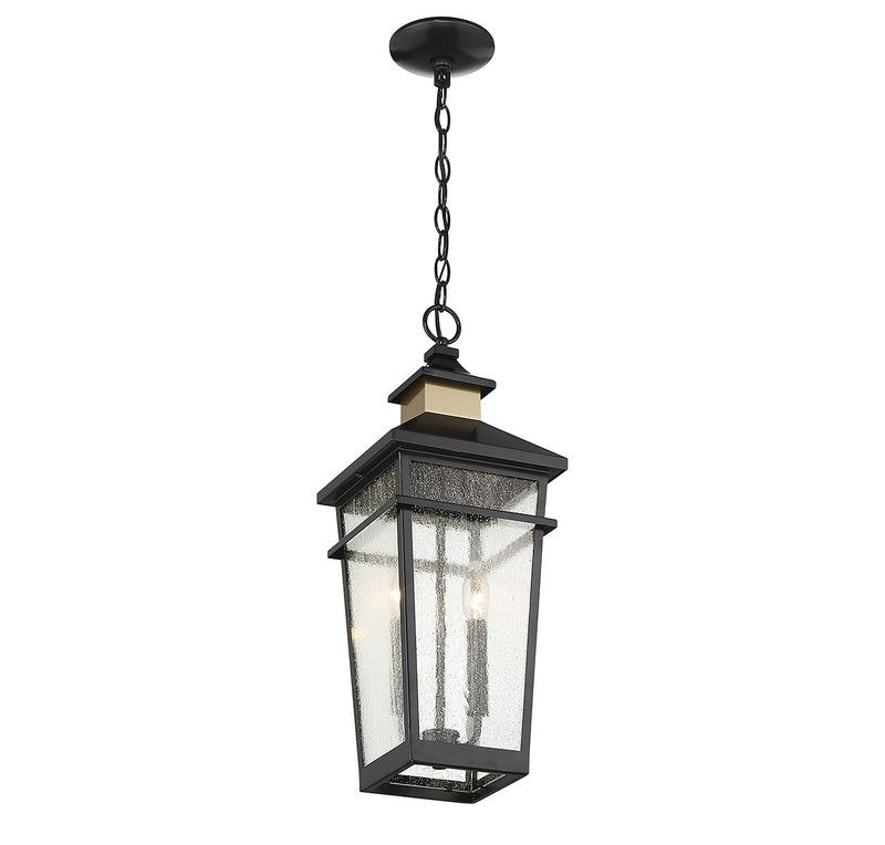 Savoy House 5-717-143 Two Light Outdoor Hanging Lantern, Matte Black w/Warm Brass (3)