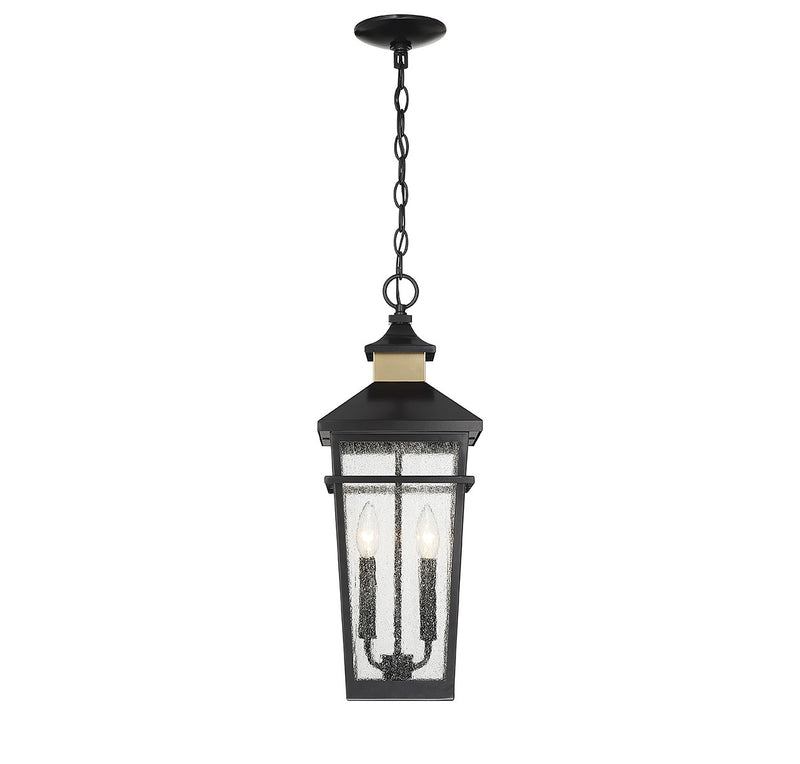 Savoy House 5-717-143 Two Light Outdoor Hanging Lantern, Matte Black w/Warm Brass (4)
