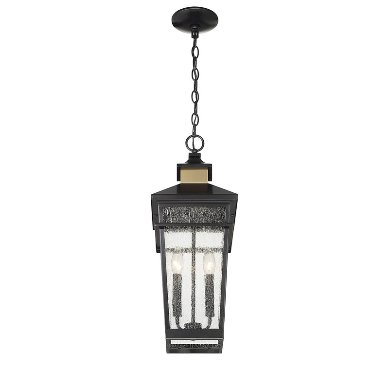 Savoy House 5-717-143 Two Light Outdoor Hanging Lantern, Matte Black w/Warm Brass (5)