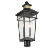 Savoy House 5-718-143 Two Light Outdoor Post Lantern, Matte Black w/Warm Brass (3)