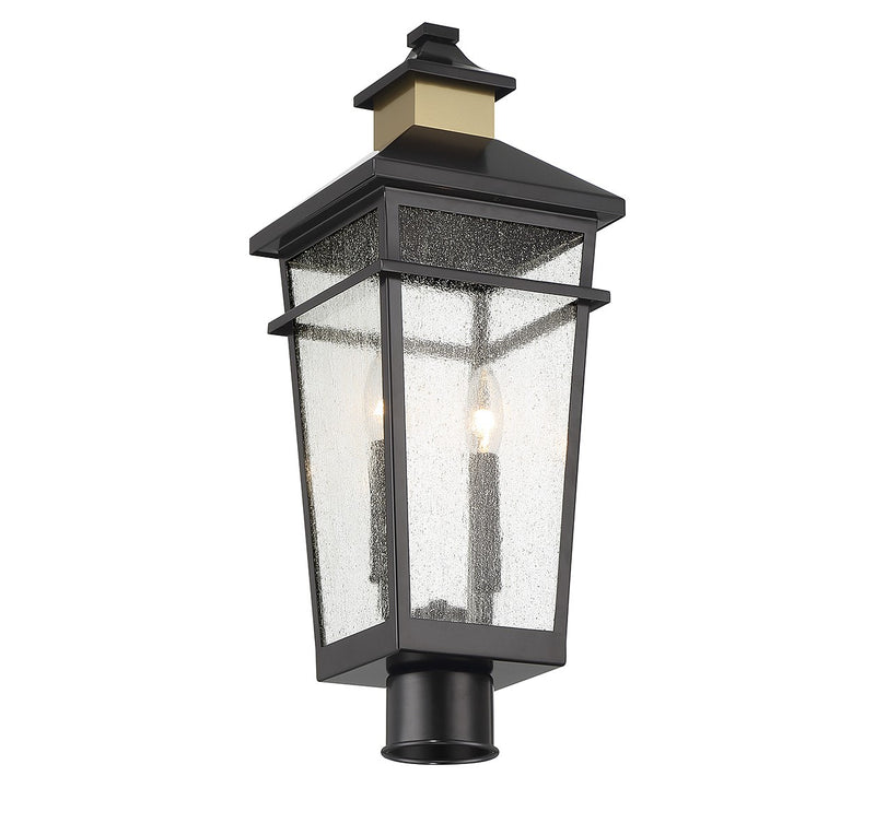 Savoy House 5-718-143 Two Light Outdoor Post Lantern, Matte Black w/Warm Brass (3)