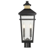 Savoy House 5-718-143 Two Light Outdoor Post Lantern, Matte Black w/Warm Brass (4)
