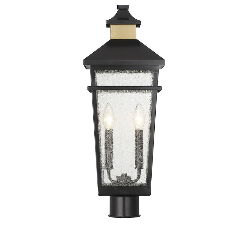 Savoy House 5-718-143 Two Light Outdoor Post Lantern, Matte Black w/Warm Brass (4)