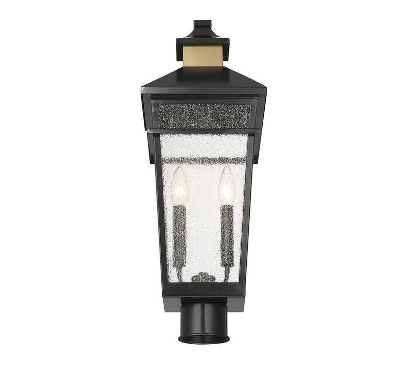 Savoy House 5-718-143 Two Light Outdoor Post Lantern, Matte Black w/Warm Brass (5)
