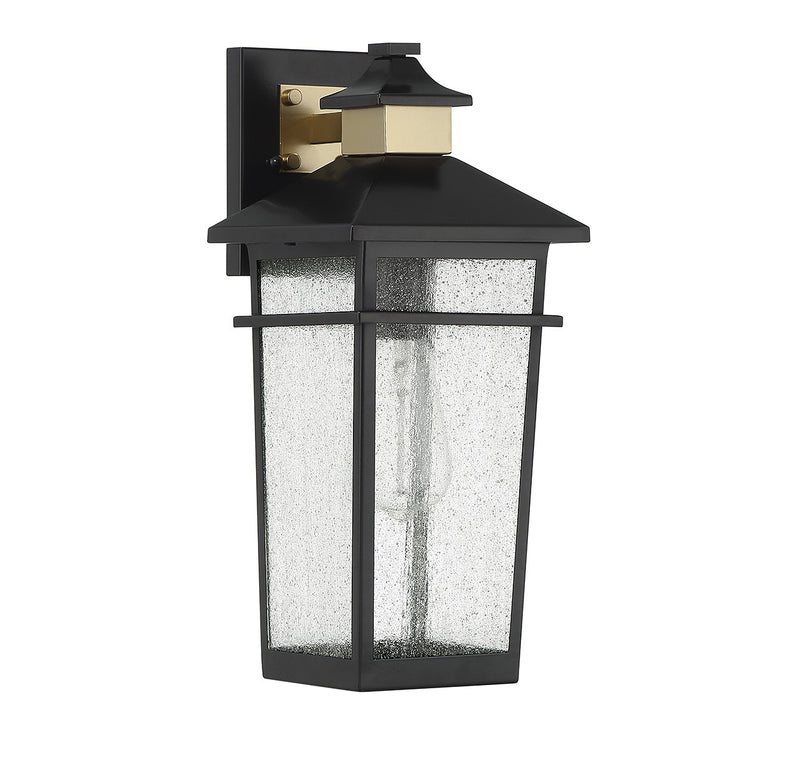 Savoy House 5-719-143 One Light Outdoor Wall Lantern, Matte Black w/Warm Brass (2)