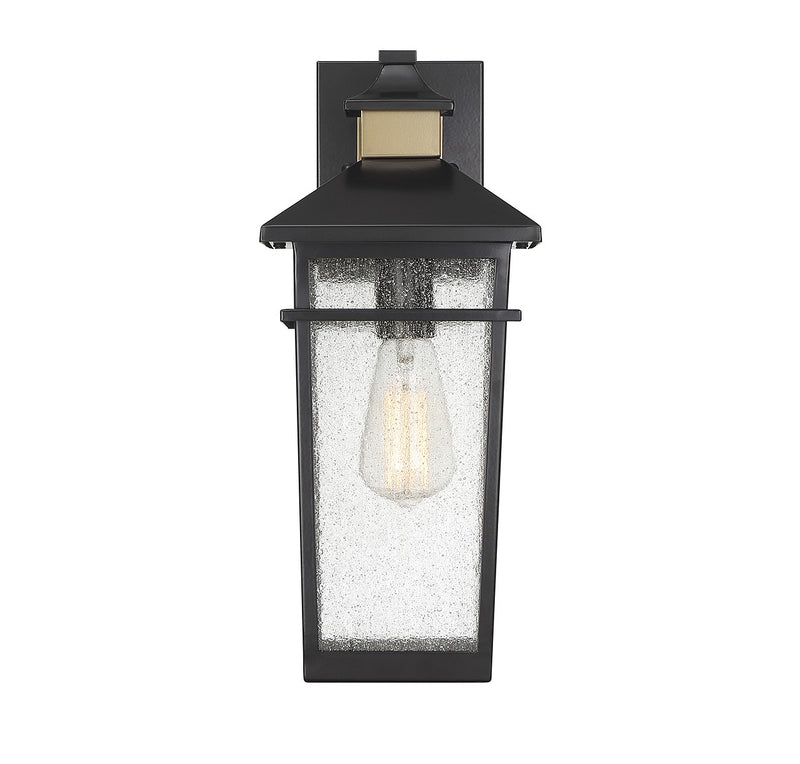 Savoy House 5-719-143 One Light Outdoor Wall Lantern, Matte Black w/Warm Brass (3)