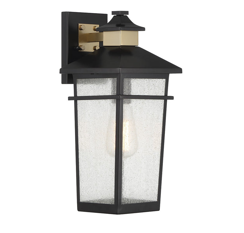 Savoy House 5-719-143 One Light Outdoor Wall Lantern, Matte Black w/Warm Brass (4)