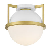 Savoy House 6-4602-1-142 One Light Flush Mount, White with Warm Brass (3)