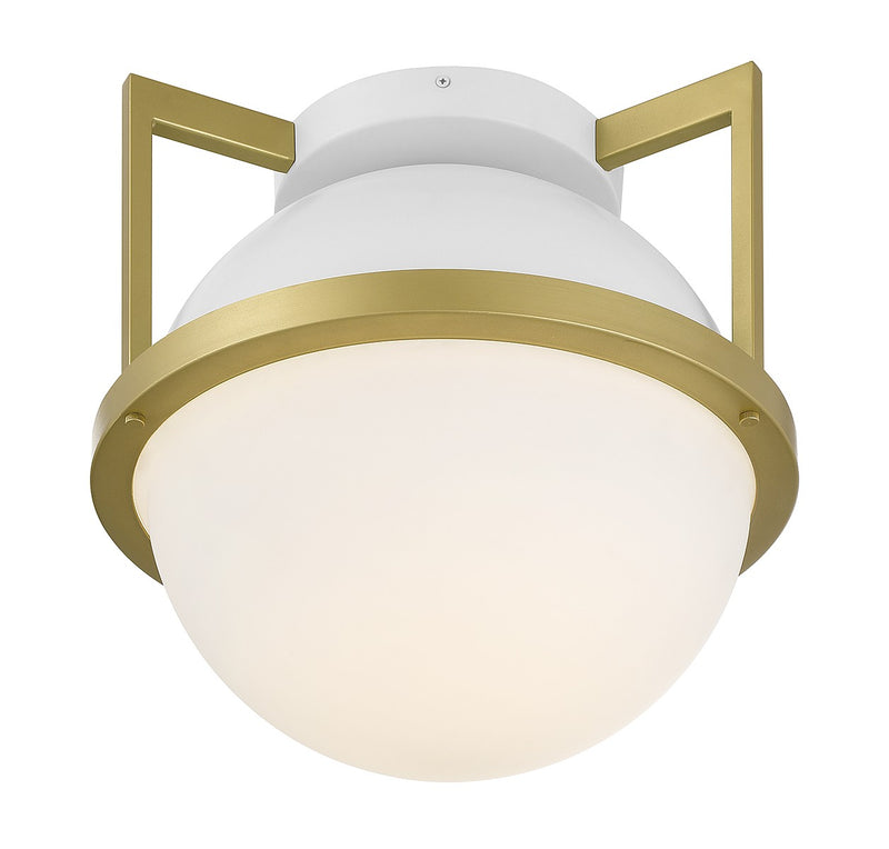 Savoy House 6-4602-1-142 One Light Flush Mount, White with Warm Brass (4)