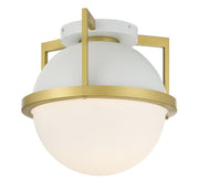 Savoy House 6-4602-1-142 One Light Flush Mount, White with Warm Brass (5)