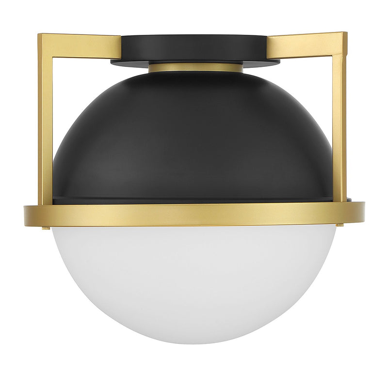 Savoy House 6-4602-1-143 One Light Flush Mount, Matte Black w/Warm Brass (2)