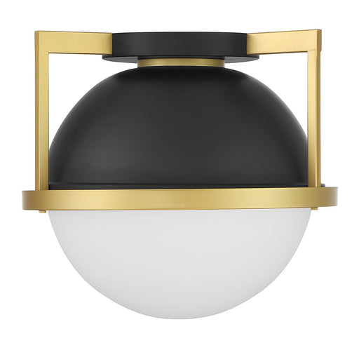 Savoy House 6-4602-1-143 One Light Flush Mount, Matte Black w/Warm Brass (2)
