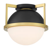 Savoy House 6-4602-1-143 One Light Flush Mount, Matte Black w/Warm Brass (3)