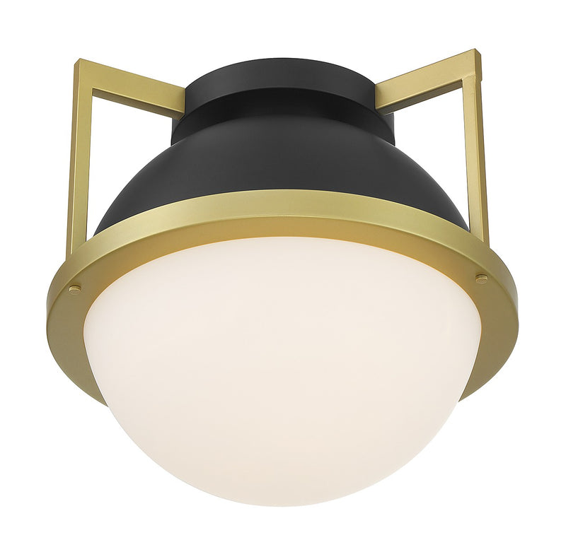 Savoy House 6-4602-1-143 One Light Flush Mount, Matte Black w/Warm Brass (4)
