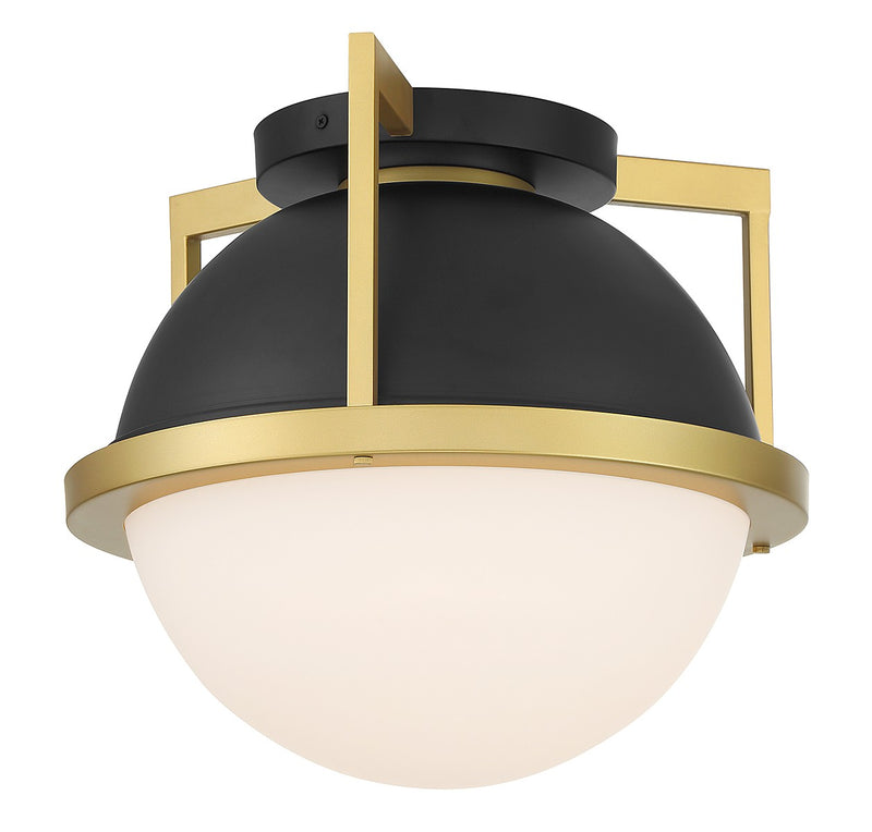 Savoy House 6-4602-1-143 One Light Flush Mount, Matte Black w/Warm Brass (5)
