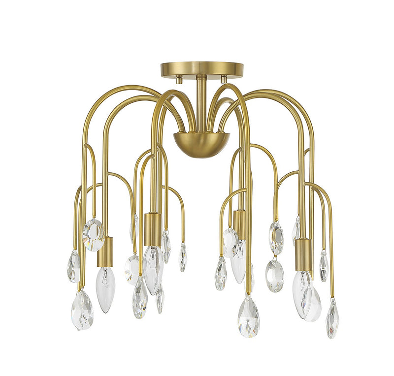 Savoy House 6-6684-4-127 Four Light Convertible Semi-Flush or Pendant, Noble Brass (2)