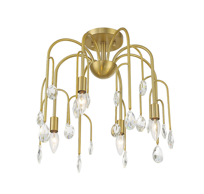 Savoy House 6-6684-4-127 Four Light Convertible Semi-Flush or Pendant, Noble Brass (4)