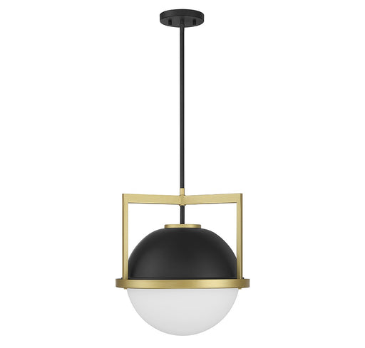 Savoy House 7-4600-1-143 One Light Pendant, Matte Black w/Warm Brass (2)
