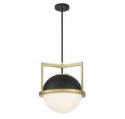 Savoy House 7-4600-1-143 One Light Pendant, Matte Black w/Warm Brass (3)