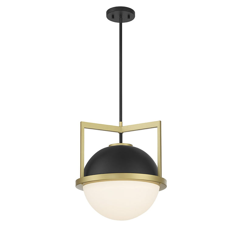 Savoy House 7-4600-1-143 One Light Pendant, Matte Black w/Warm Brass (3)
